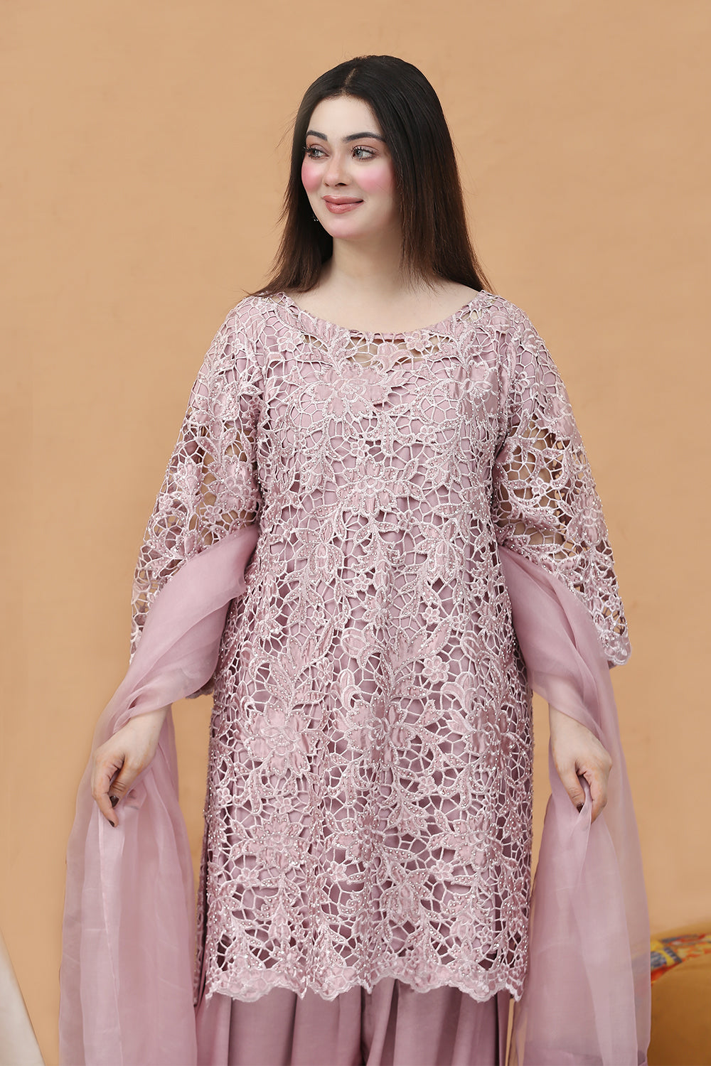 CUTWORKED AND EMBELLISHED OUTFIT